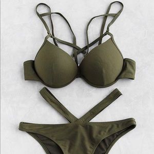 SOLD OUT army green push up swim suit